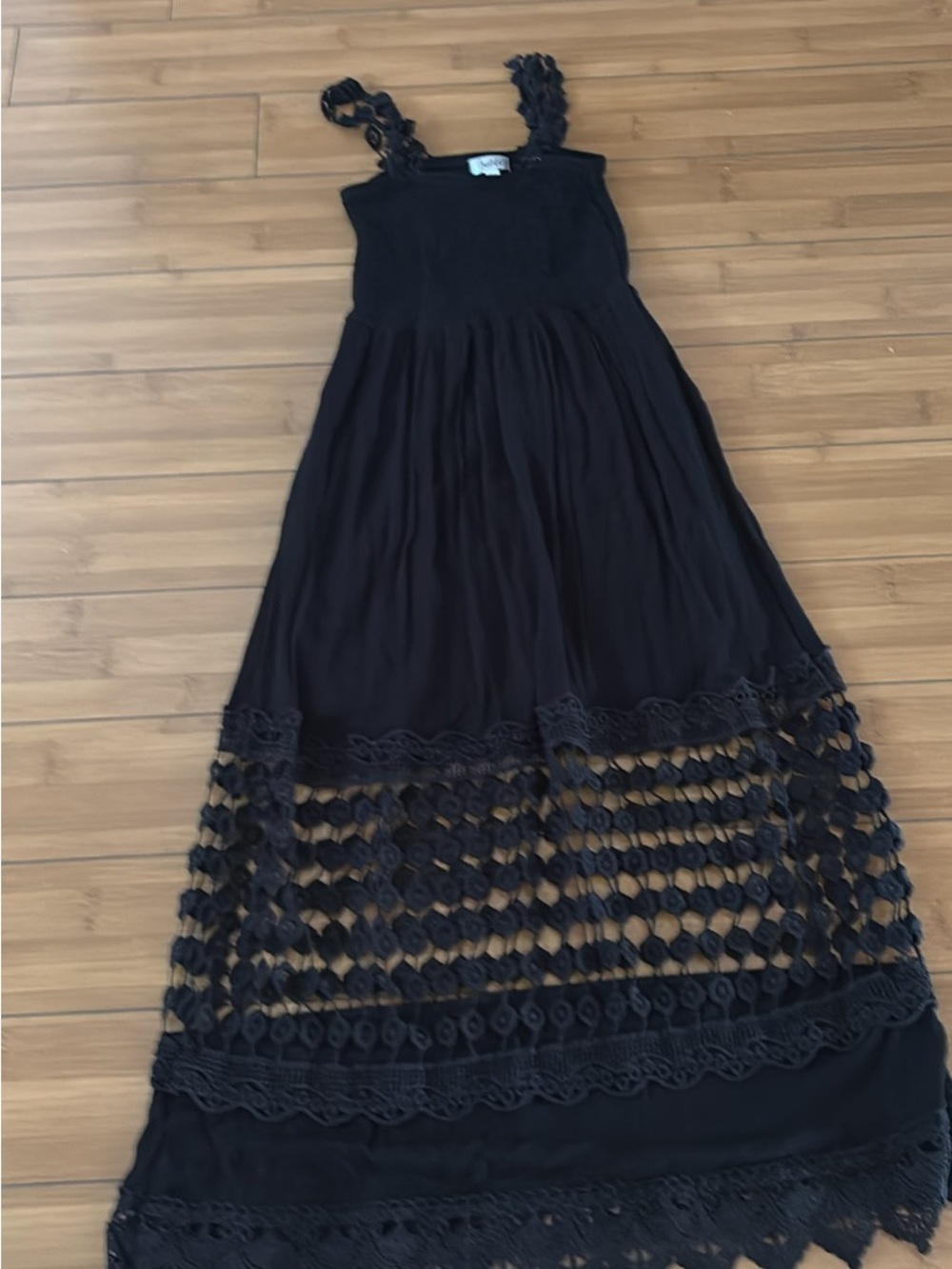 Justify Black Crochet Maxi Dress for women